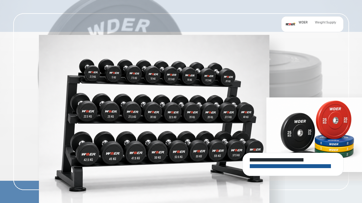 dealer exclusive gym weight line launch packing and RFQ visual for 한국 및 동아시아 B2B 시장