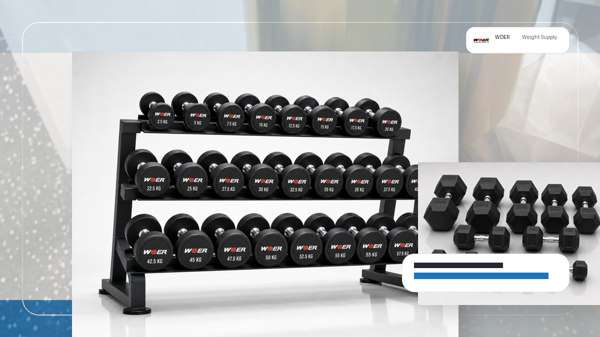 urethane vs rubber round dumbbells B2B packing and RFQ visual for United States, Canada, UK and Australia