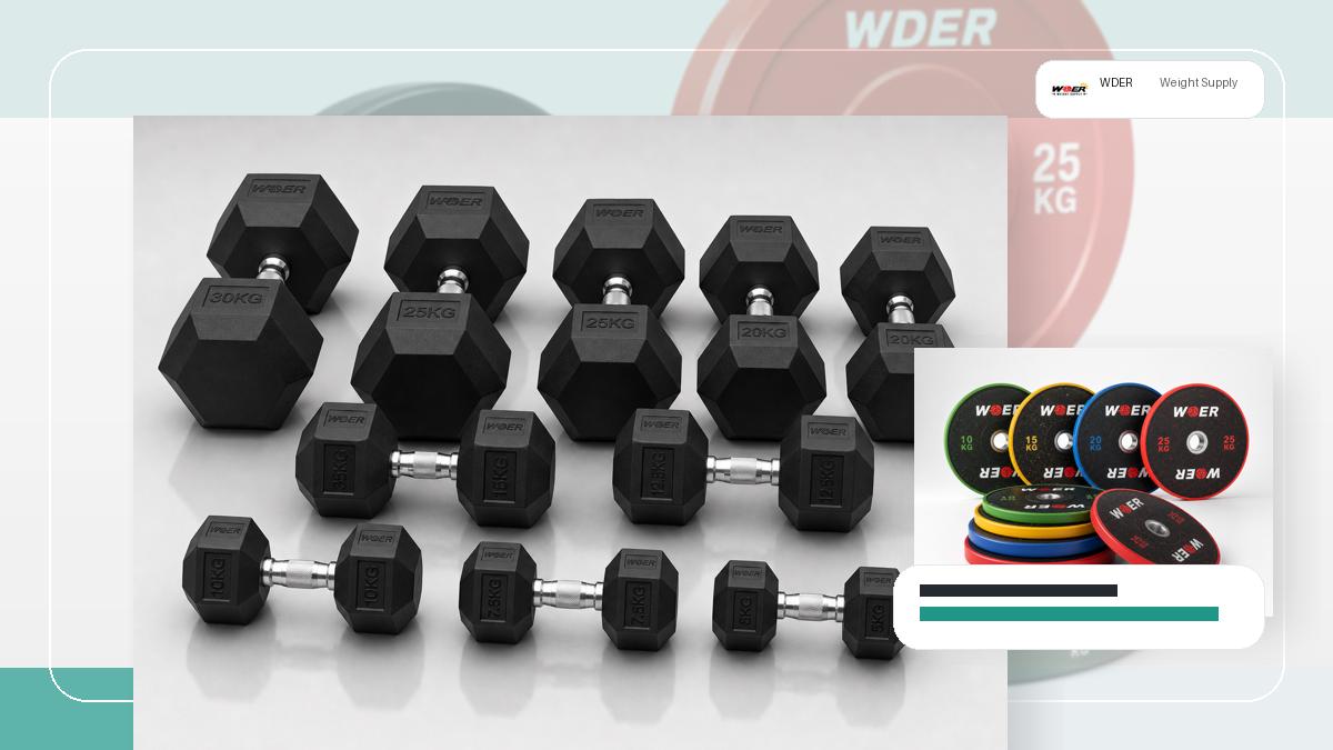 urethane vs rubber round dumbbells B2B packing and RFQ visual for 한국 및 동아시아 B2B 시장