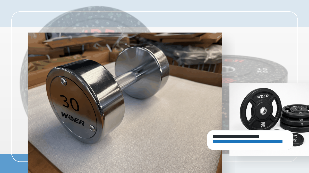 Showroom Sample Private Label Gym Weights QC and warehouse receiving visual for DACH-Region