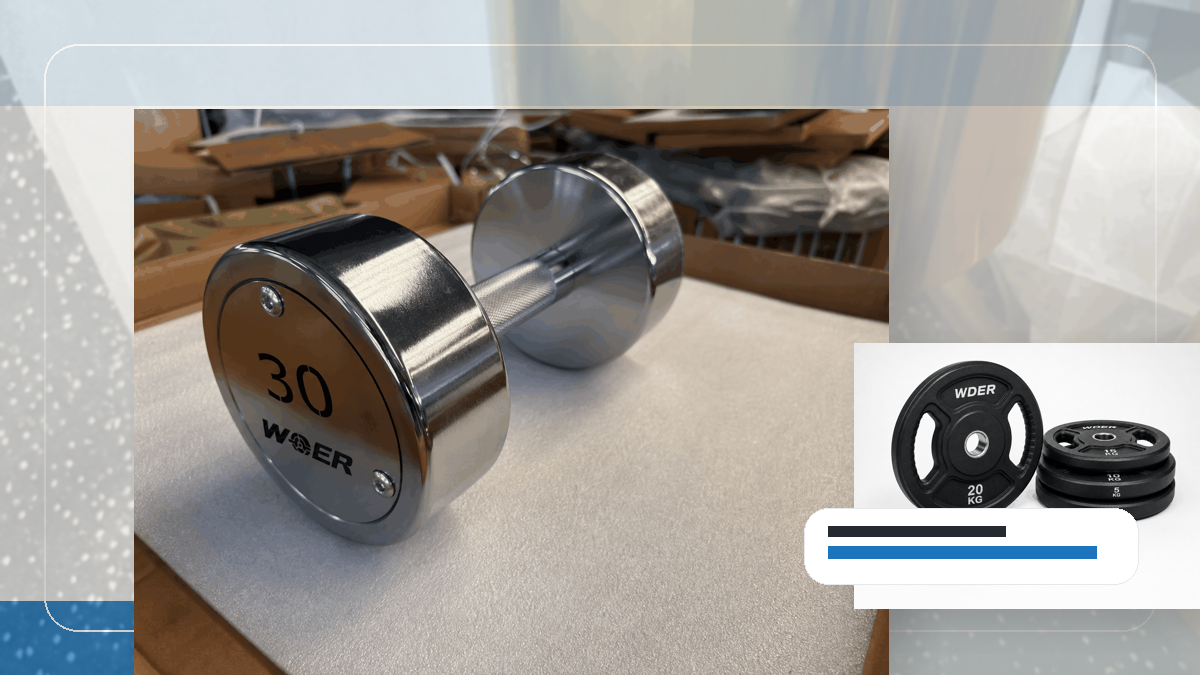 carton relabel workflow gym weights packing and RFQ visual for 한국 및 동아시아 B2B 시장