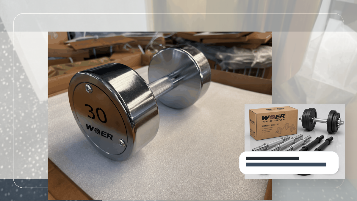 herlabeling dozen gymgewichten packing and RFQ visual for Nederland en Benelux
