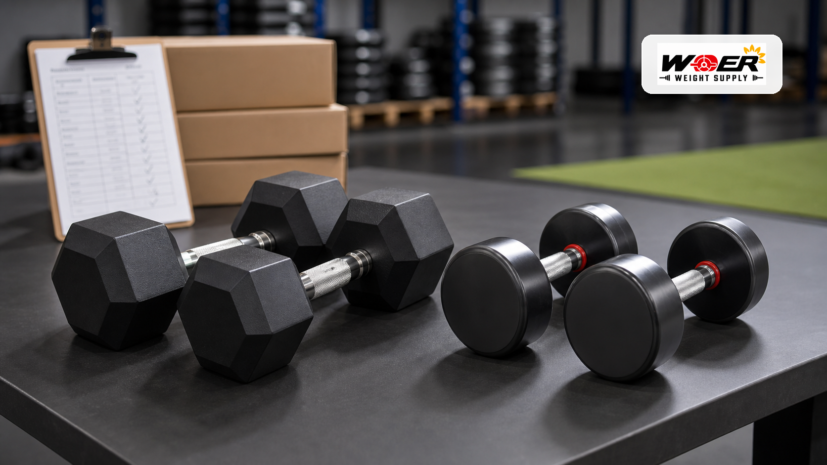 B2B satın alma görseli: Ticari spor salonu için Rubber Hex mi Urethane dumbbell mı?